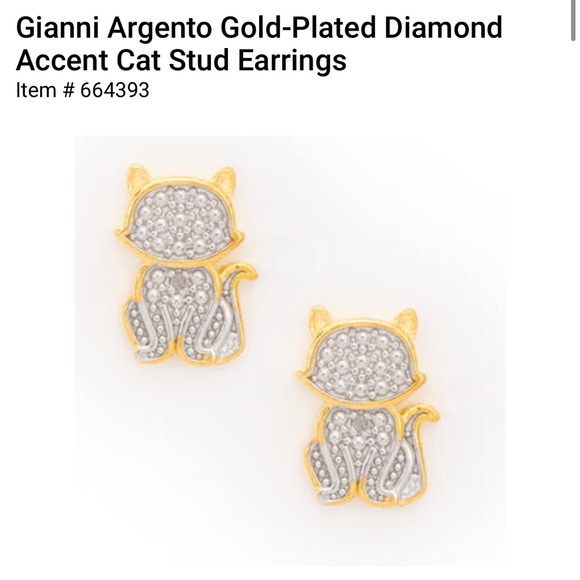 Kay Jewelers Jewelry - Gold-Plated Diamond Accent Cat Stud Earrings